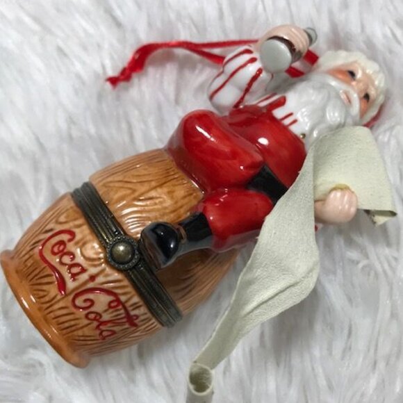 NWOT Vintage Coca-Cola Sitting Santa w/List Ornament Keepsake Box - Picture 6 of 13